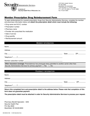 Member Prescription Drug Reimbursement Form