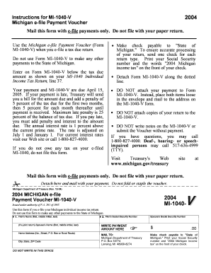 Michigan e-file Payment Voucher MI-1040-V 2004