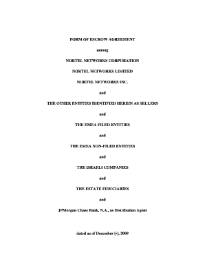 Escrow agreement format - FORM OF ESCROW AGREEMENT among NORTEL NETWORKS ...