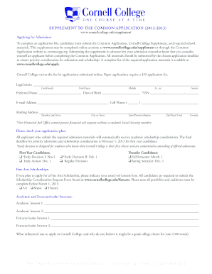 Cornell College Supplement Form