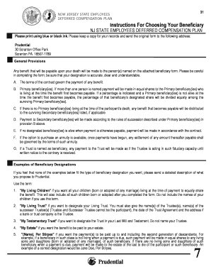 NJ State Employees Deferred Compensation Beneficiary Form