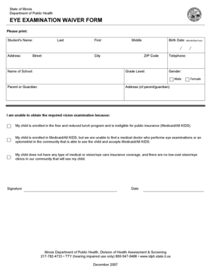 Illinois Eye Examination Waiver Form