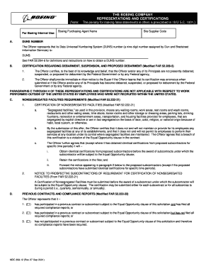 Boeing Representations and Certifications