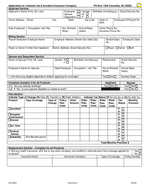 colonial life & accident insurance compa payers form