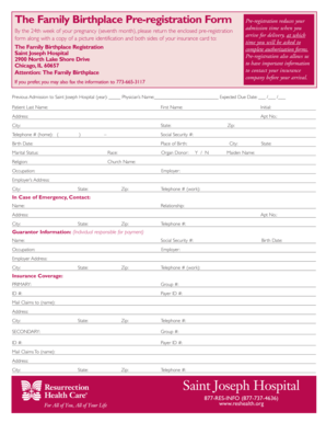 Family Birthplace Pre-registration Form