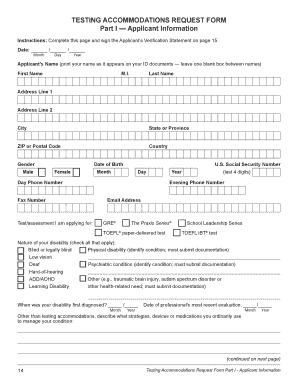 Testing Accommodations Request Form