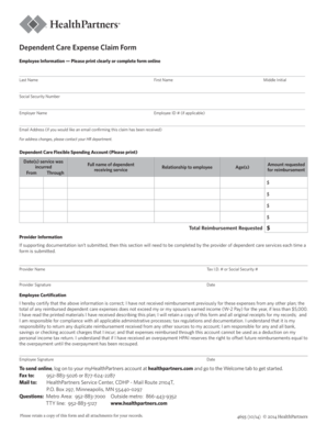 Dependent Care Expense Claim Form
