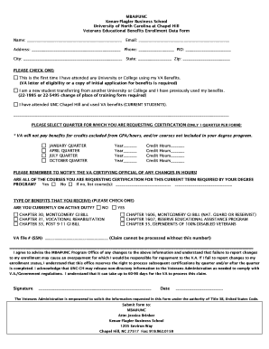 veterans educational benefits enrollment data form