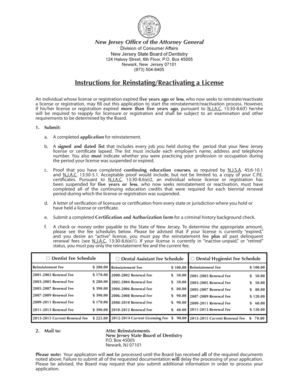 New Jersey License Reinstatement Application
