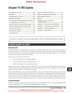 IRS Earned Income Tax Credit Guide 2003