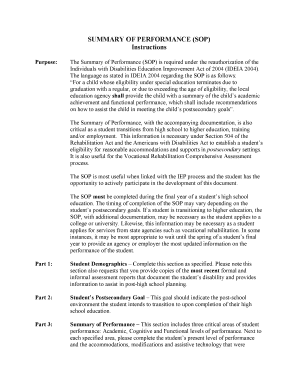 Summary of Performance Form