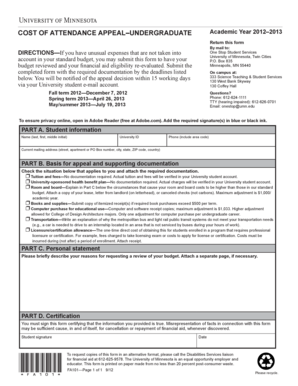 Cost of Attendance Appeal Form