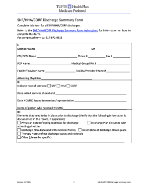 Discharge form template - snf discharge summary template