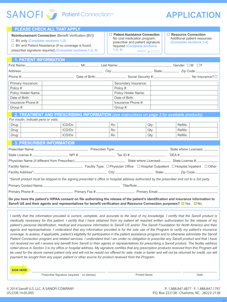 sanofi hipaa consent form Preview on Page 1