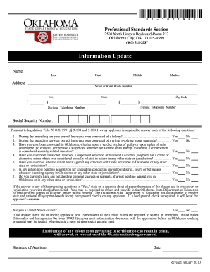 Oklahoma Educator Certification Application