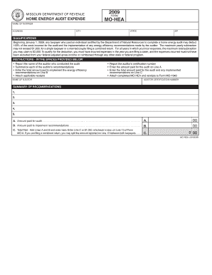 Missouri Home Energy Audit Expense Form MO-HEA