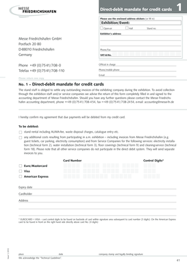 Credit Card Payment Authorization for Messe Friedrichshafen