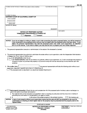 California Notice of Proposed Action