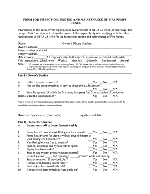 Fire Pump Inspection Form
