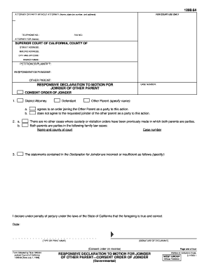 California Responsive Declaration to Motion for Joinder