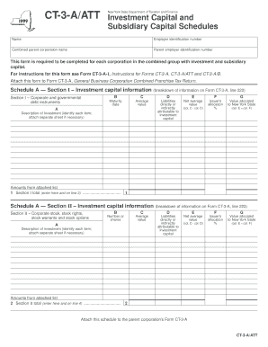 New York State Investment and Subsidiary Capital Schedules