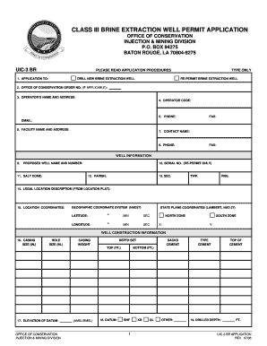 Class iii brine extraction well permit application - Louisiana ... - dnr louisiana