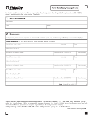 Term Beneficiary Change Form