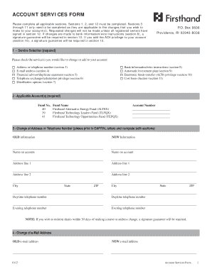 Account Services Form