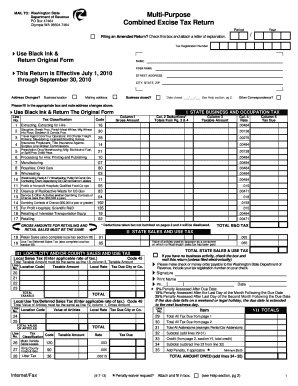 Washington State Combined Excise Tax Return
