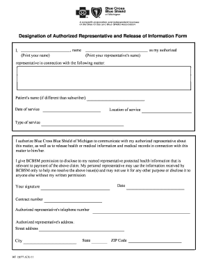 Designation of Authorized Representative and Release of Information Form