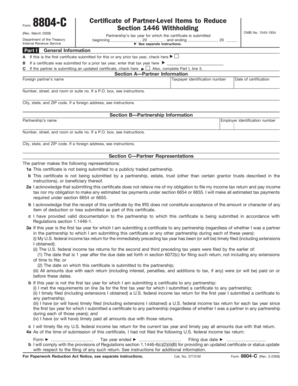 Form 8804-C Certificate of Partner-Level Items to Reduce Section 1446 Withholding