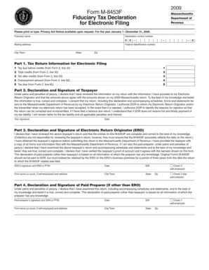 Massachusetts Fiduciary Tax Declaration Form M-8453F