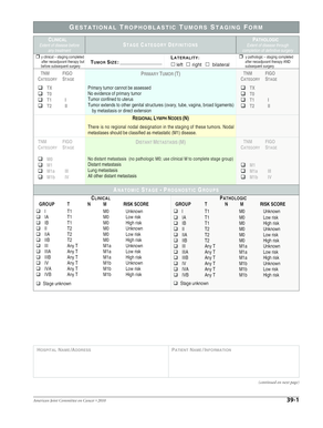 Gestational Trophoblastic Tumors Staging Form