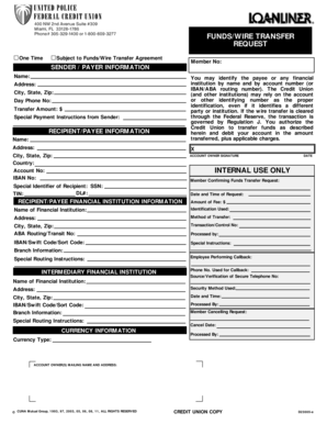 Funds Wire Transfer Request Form