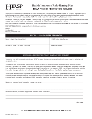 HIPAA Privacy Restriction Request Form