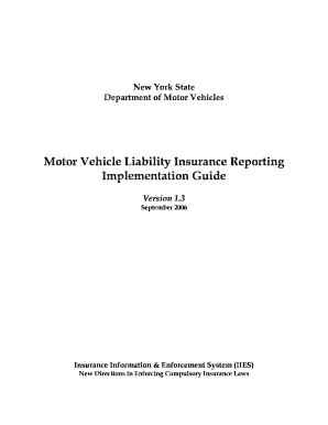 ny motor vehicle liability insurance reporting implementation guide form