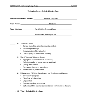 Evaluation Form Technical Review Paper Student Name/Project ... - ece gatech