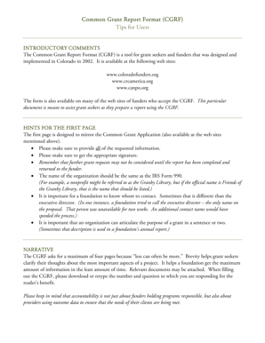 Common Grant Report Format (CGRF) Template