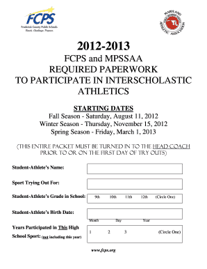 FCPS Student-Athlete Participation Forms