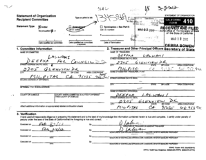 California Statement of Organization Form 410