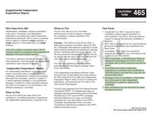 California Supplemental Independent Expenditure Report Form 465