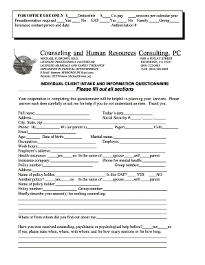 Client Intake and Information Questionnaire