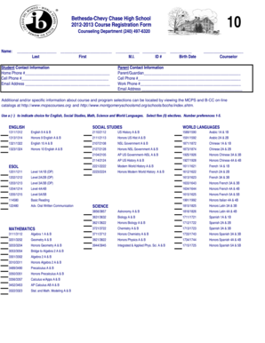 Bethesda-Chevy Chase High School Course Registration Form
