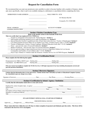 Request for Cancellation Form