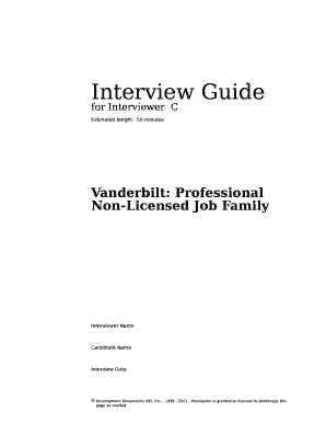 Interview Guide for Professional Non-Licensed Jobs
