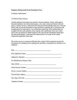 Employee Background Check Permission Form