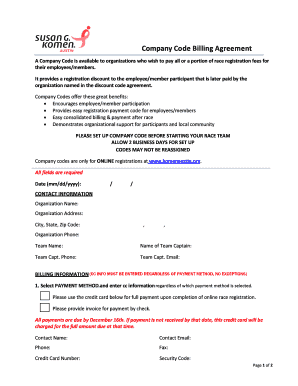Discount Code Billing Agreement
