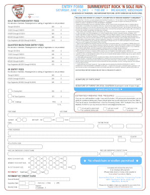 Summerfest Rock ‘n Sole Run Entry Form