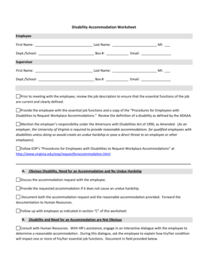 Disability Accommodation Worksheet