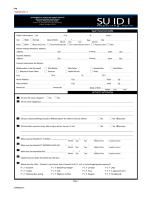 Sudden Unexplained Infant Death Investigation Form